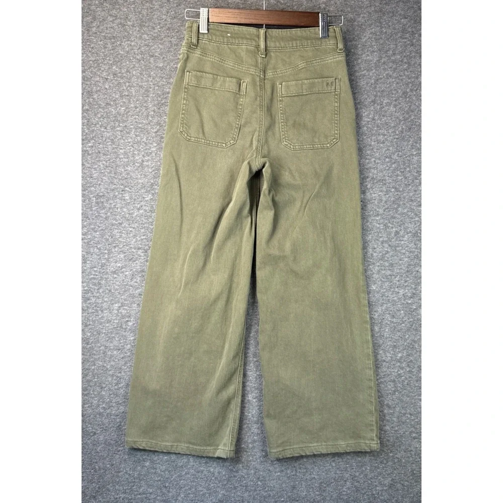 American Eagle Super High-Rise Baggy Wide Leg Pants Olive Green Size 000 XXS EUC